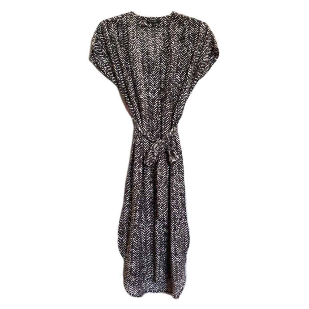 Banana Republic Mumu Kaftan Maxi Dress Brown White Relaxed Flowy Size XS XLNT